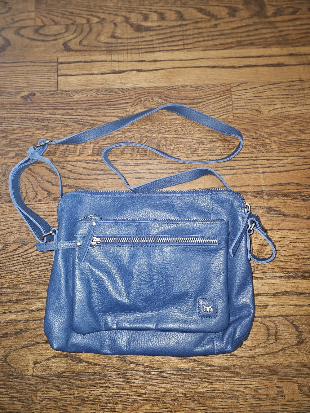 Blue Leather Crossbody Bag
